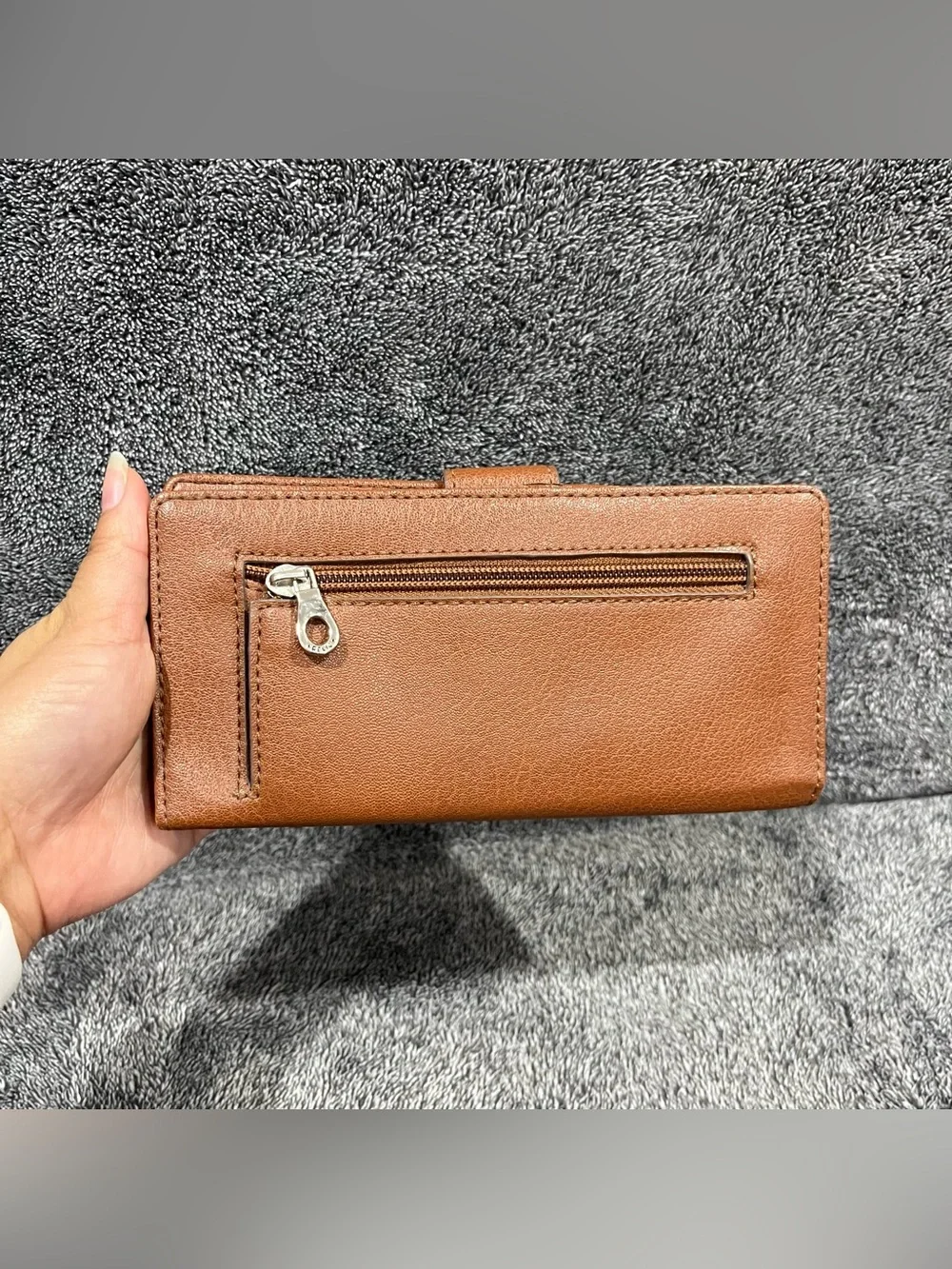 Relic by Fossil Brown Cognac Wallet Faux Leather Bifold Slim Design